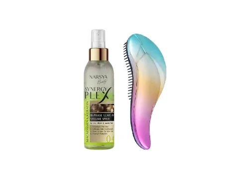 Set MAKADAMIE + KERATIN SYNERGY PLEX – Bezoplachový hydratační kondicionér 150 ml + Dětský hřeben duhový ZDARMA