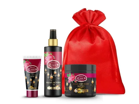 Vánoční dárková sada regenerační péče o suchou pokožku – Oils of Life + dárkové balení ZDARMA