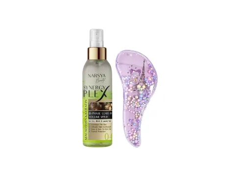 Set MAKADAMIE + KERATIN SYNERGY PLEX – Bezoplachový hydratační kondicionér 150 ml + Dětský hřeben ZDARMA